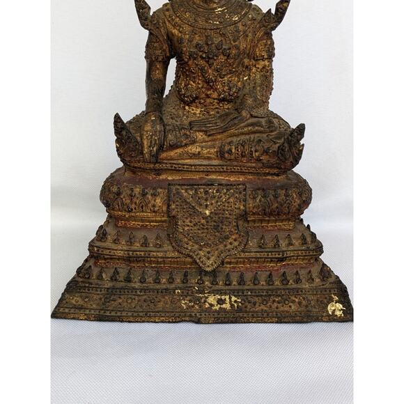 Antique 19th Century Bronze Thai Rattanakosin Buddha Statue from Thailand - Picture 6 of 10